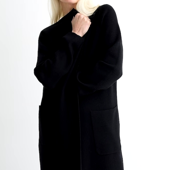 J. Crew Black Linen Blend Collarless Juliette Long Sweater Blazer M - Picture 5 of 7